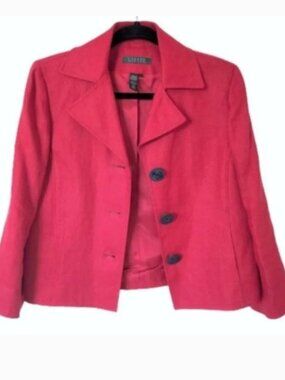 Lauren Ralph Lauren Red Textured Linen Cropped Blazer – Size 8